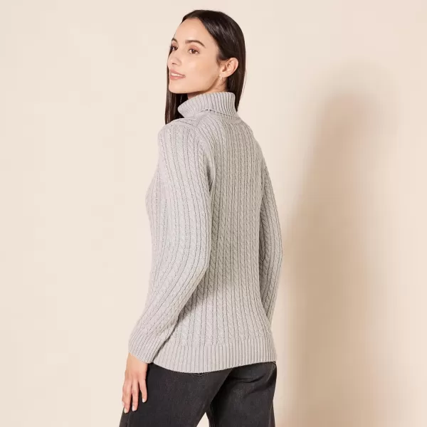 Amazon Essentials Womens Fisherman Cable Turtleneck Sweater Available in Plus SizeLight Grey Heather