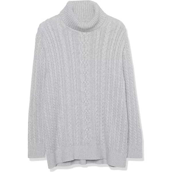 Amazon Essentials Womens Fisherman Cable Turtleneck Sweater Available in Plus SizeLight Grey Heather