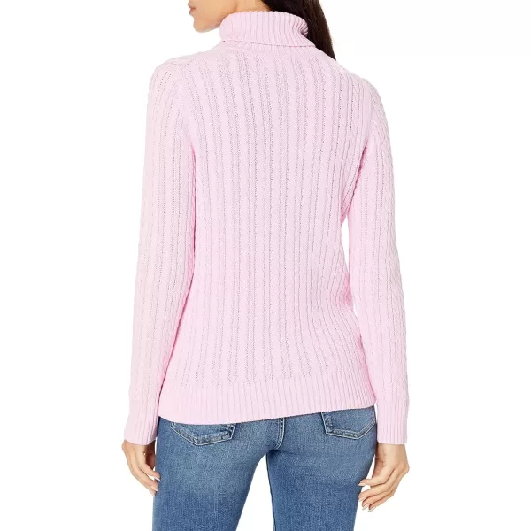 Amazon Essentials Womens Fisherman Cable Turtleneck Sweater Available in Plus SizeLight Pink