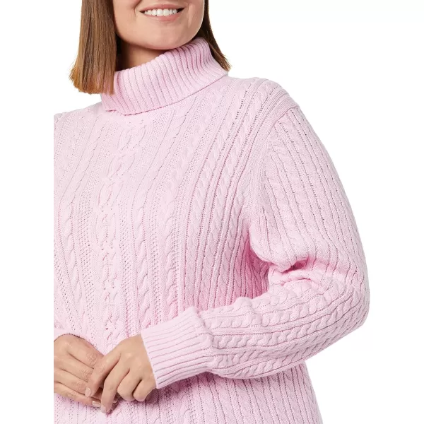 Amazon Essentials Womens Fisherman Cable Turtleneck Sweater Available in Plus SizeLight Pink