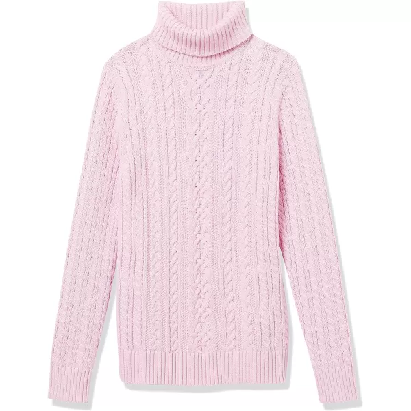 Amazon Essentials Womens Fisherman Cable Turtleneck Sweater Available in Plus SizeLight Pink