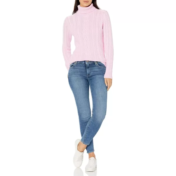 Amazon Essentials Womens Fisherman Cable Turtleneck Sweater Available in Plus SizeLight Pink