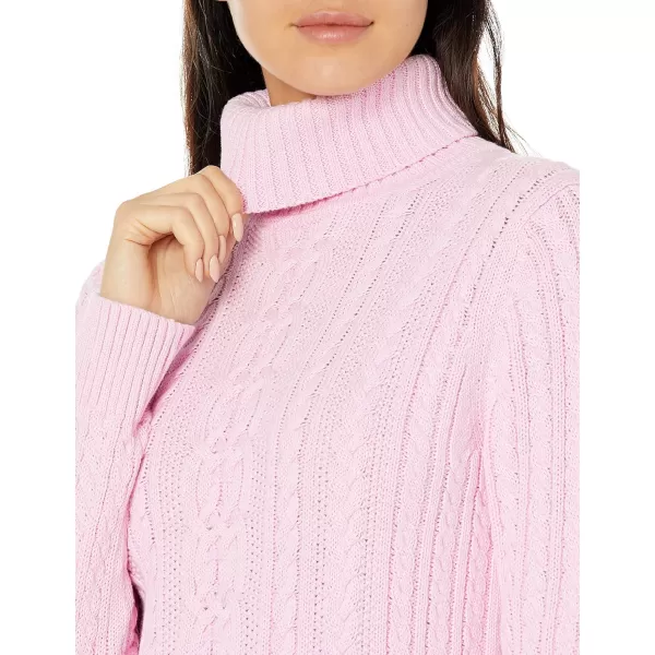 Amazon Essentials Womens Fisherman Cable Turtleneck Sweater Available in Plus SizeLight Pink