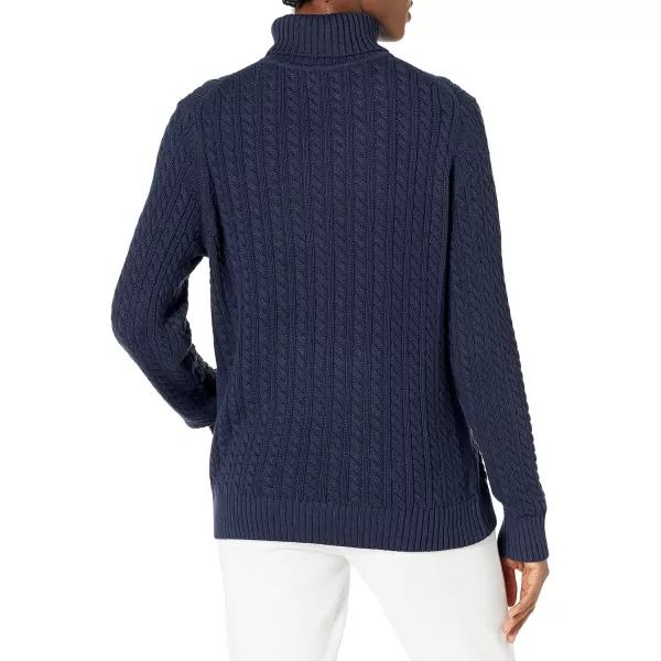 Amazon Essentials Womens Fisherman Cable Turtleneck Sweater Available in Plus SizeNavy