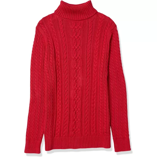 Amazon Essentials Womens Fisherman Cable Turtleneck Sweater Available in Plus SizeRed