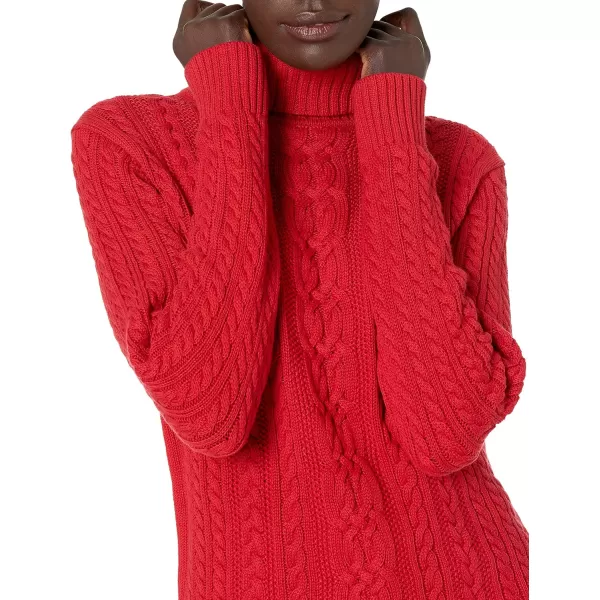 Amazon Essentials Womens Fisherman Cable Turtleneck Sweater Available in Plus SizeRed