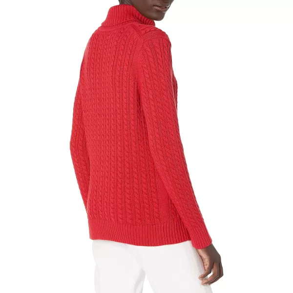 Amazon Essentials Womens Fisherman Cable Turtleneck Sweater Available in Plus SizeRed