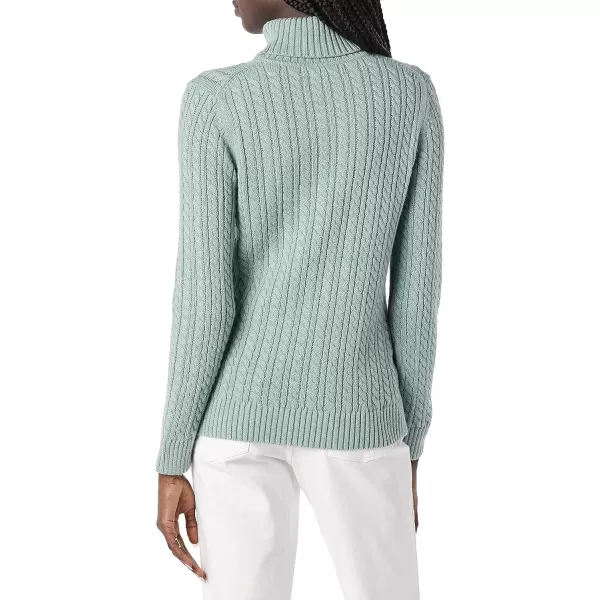 Amazon Essentials Womens Fisherman Cable Turtleneck Sweater Available in Plus SizeSage Green Heather