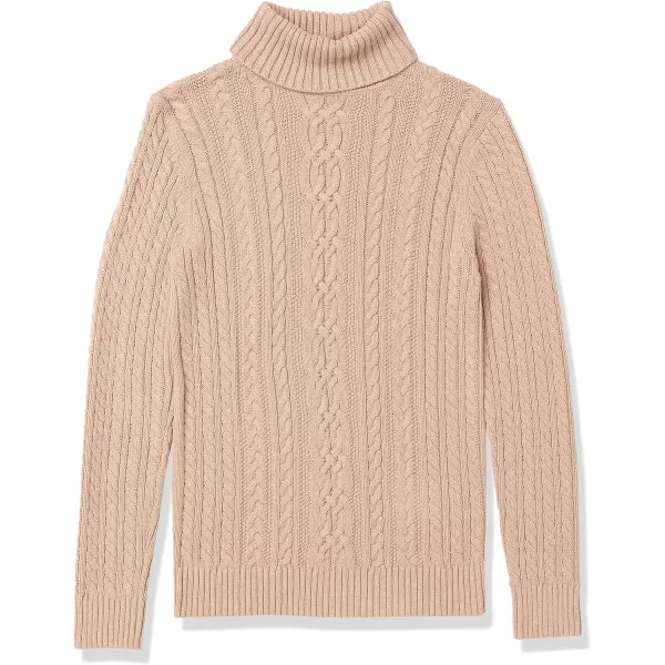 Amazon Essentials Womens Fisherman Cable Turtleneck Sweater Available in Plus SizeTaupe Heather