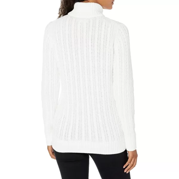 Amazon Essentials Womens Fisherman Cable Turtleneck Sweater Available in Plus SizeWhite