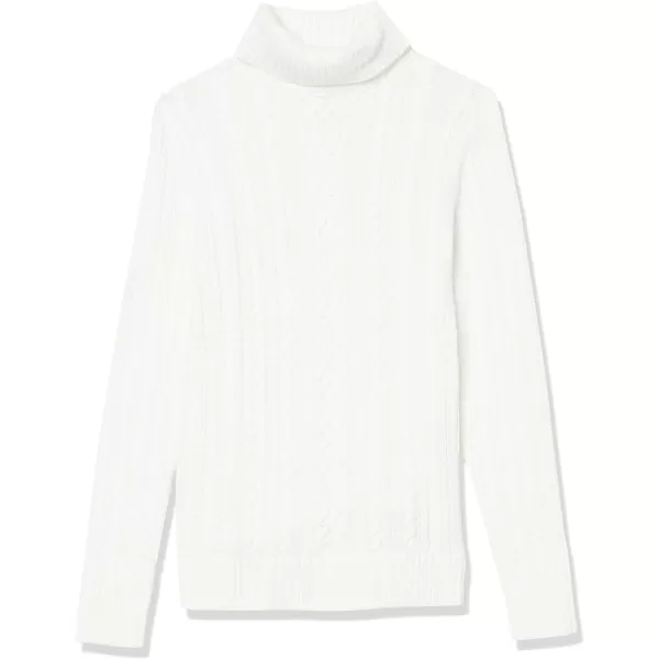 Amazon Essentials Womens Fisherman Cable Turtleneck Sweater Available in Plus SizeWhite