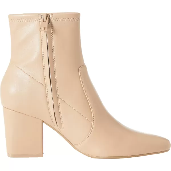 Amazon Essentials Womens Fitted Stretch Heel BootBeige Faux Leather