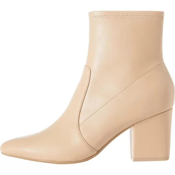 Amazon Essentials Womens Fitted Stretch Heel BootBeige Faux Leather