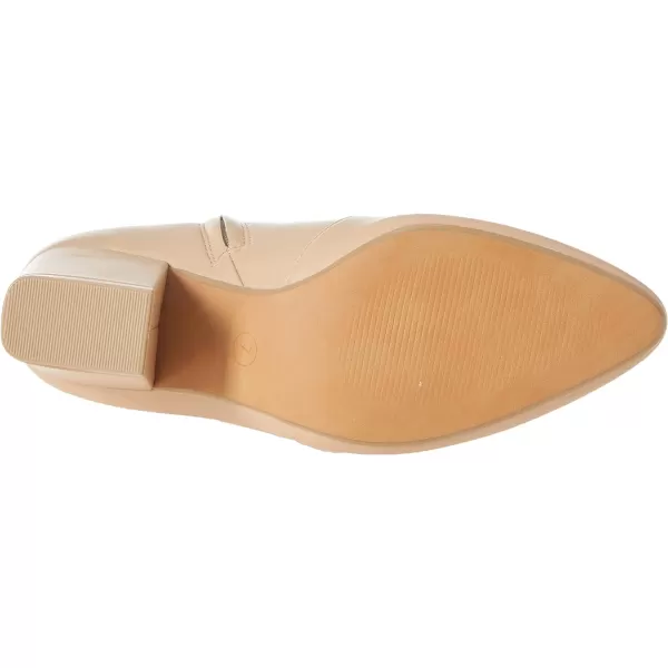 Amazon Essentials Womens Fitted Stretch Heel BootBeige Faux Leather