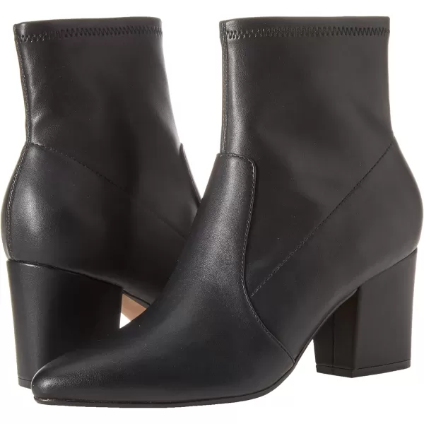 Amazon Essentials Womens Fitted Stretch Heel BootBlack Faux Leather