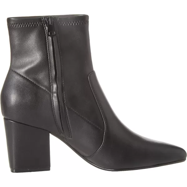 Amazon Essentials Womens Fitted Stretch Heel BootBlack Faux Leather