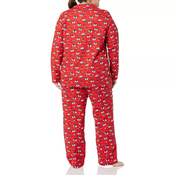 Amazon Essentials Womens Flannel LongSleeve Button Front Shirt and Pant Pajama SetRed Panda