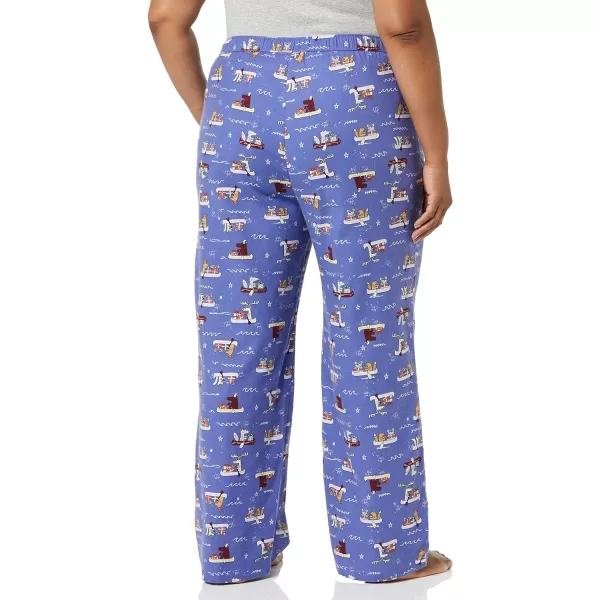 Amazon Essentials Womens Flannel Sleep Pant Available in Plus SizeDeep Blue Boat Party