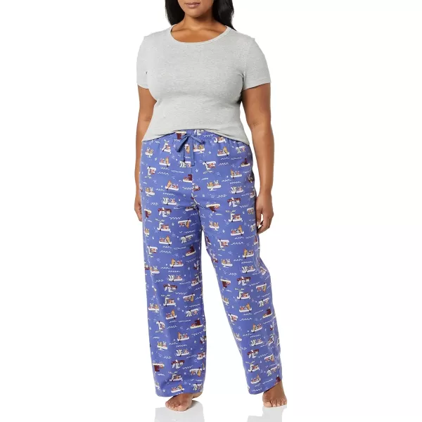 Amazon Essentials Womens Flannel Sleep Pant Available in Plus SizeDeep Blue Boat Party