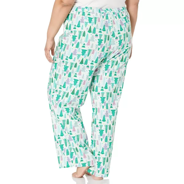 Amazon Essentials Womens Flannel Sleep Pant Available in Plus SizeEggshell White Festive Tree