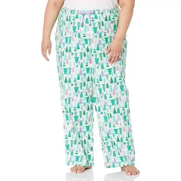 Amazon Essentials Womens Flannel Sleep Pant Available in Plus SizeEggshell White Festive Tree