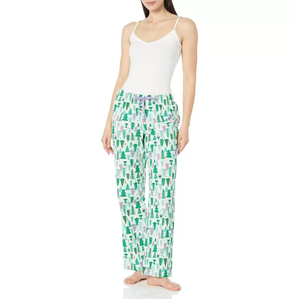 Amazon Essentials Womens Flannel Sleep Pant Available in Plus SizeEggshell White Festive Tree