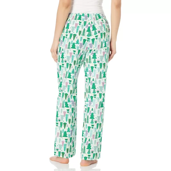 Amazon Essentials Womens Flannel Sleep Pant Available in Plus SizeEggshell White Festive Tree