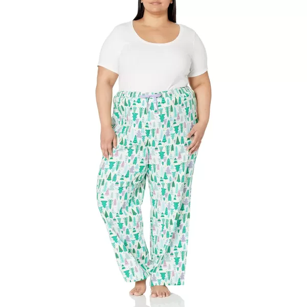 Amazon Essentials Womens Flannel Sleep Pant Available in Plus SizeEggshell White Festive Tree