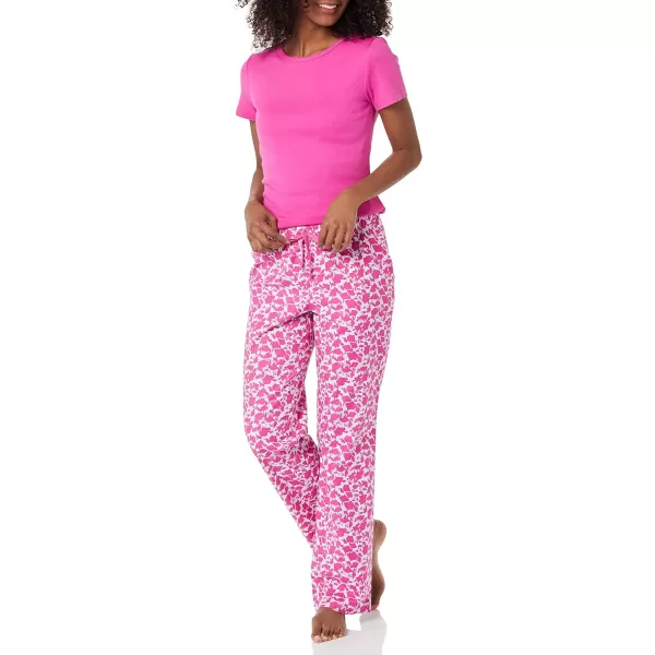 Amazon Essentials Womens Flannel Sleep Pant Available in Plus SizeFuchsiaSilhouette Floral