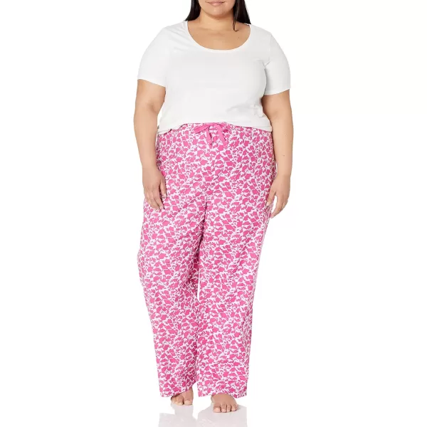 Amazon Essentials Womens Flannel Sleep Pant Available in Plus SizeFuchsiaSilhouette Floral