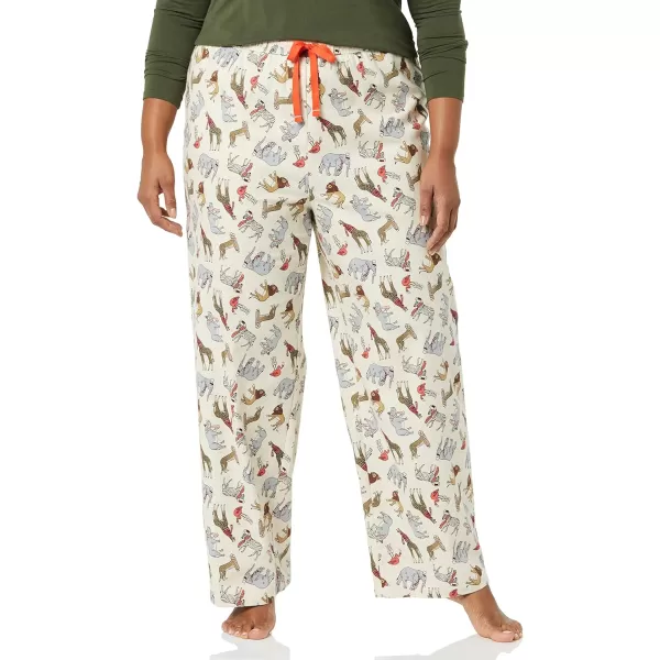 Amazon Essentials Womens Flannel Sleep Pant Available in Plus SizeLight Beige Party Animals