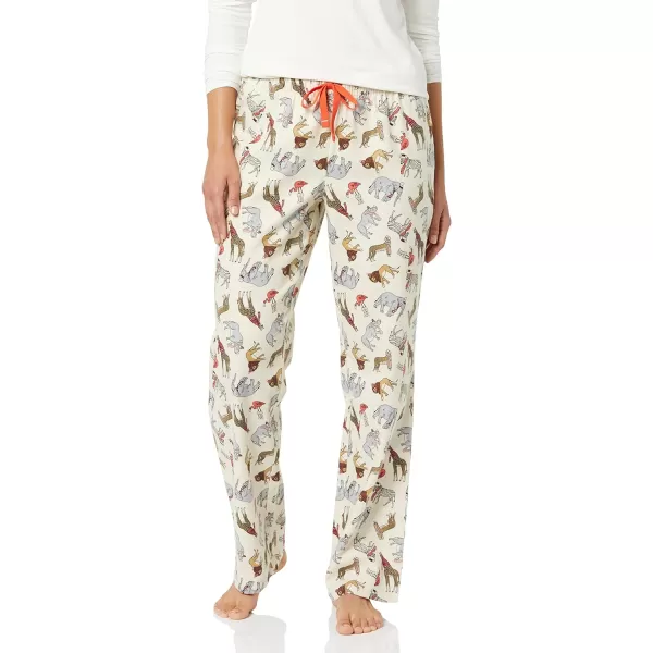 Amazon Essentials Womens Flannel Sleep Pant Available in Plus SizeLight Beige Party Animals