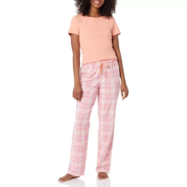 Amazon Essentials Womens Flannel Sleep Pant Available in Plus SizeLight Pink Peach Plaid