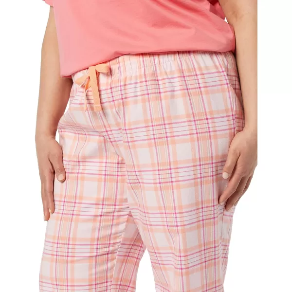 Amazon Essentials Womens Flannel Sleep Pant Available in Plus SizeLight Pink Peach Plaid