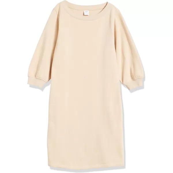 Amazon Essentials Womens Fleece Blouson Sleeve Crewneck Sweatshirt Dress Available in Plus SizeBeige
