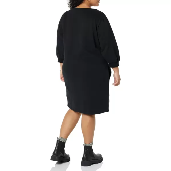 Amazon Essentials Womens Fleece Blouson Sleeve Crewneck Sweatshirt Dress Available in Plus SizeBlack