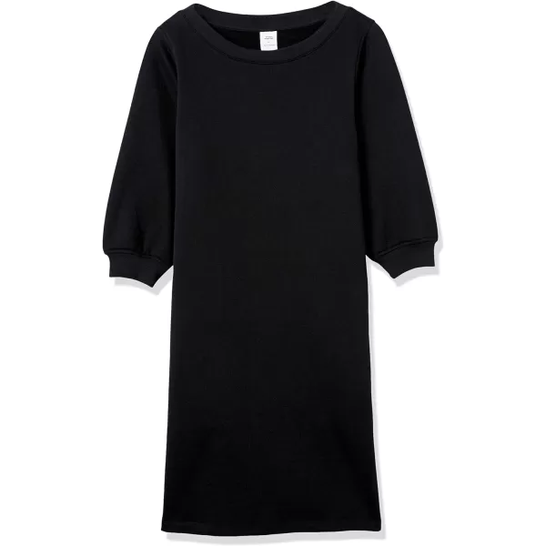 Amazon Essentials Womens Fleece Blouson Sleeve Crewneck Sweatshirt Dress Available in Plus SizeBlack