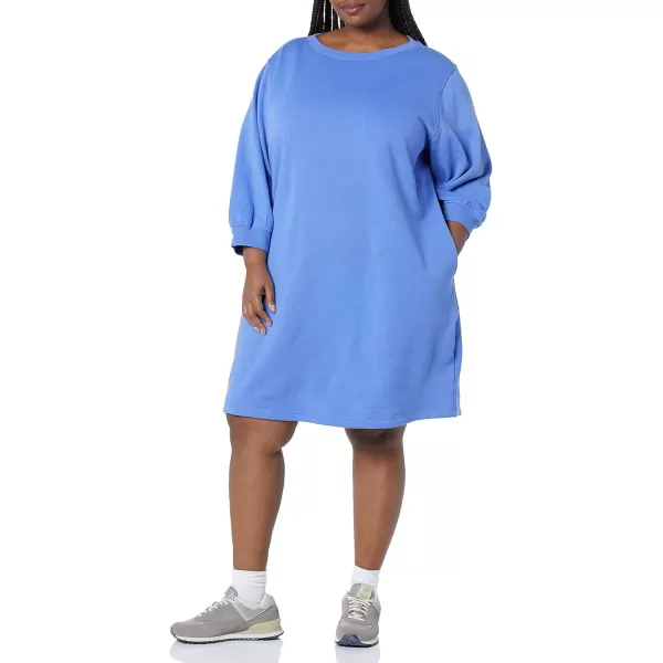 Amazon Essentials Womens Fleece Blouson Sleeve Crewneck Sweatshirt Dress Available in Plus SizeBlue Heather