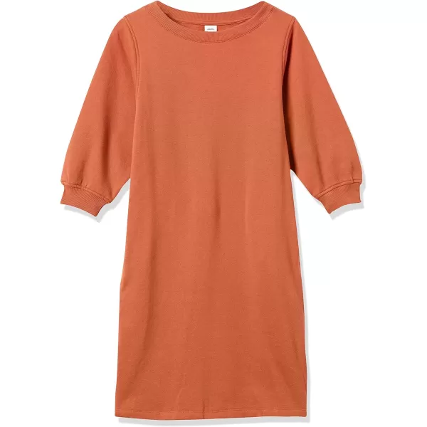 Amazon Essentials Womens Fleece Blouson Sleeve Crewneck Sweatshirt Dress Available in Plus SizeCaramel