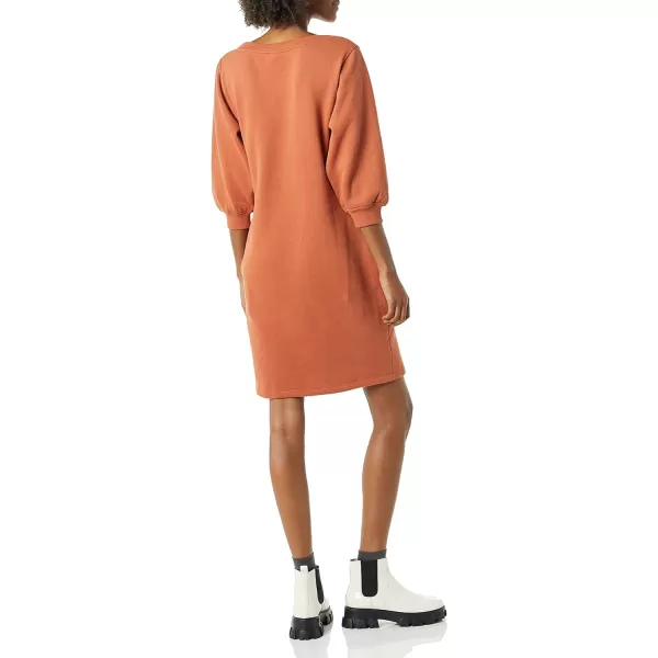 Amazon Essentials Womens Fleece Blouson Sleeve Crewneck Sweatshirt Dress Available in Plus SizeCaramel