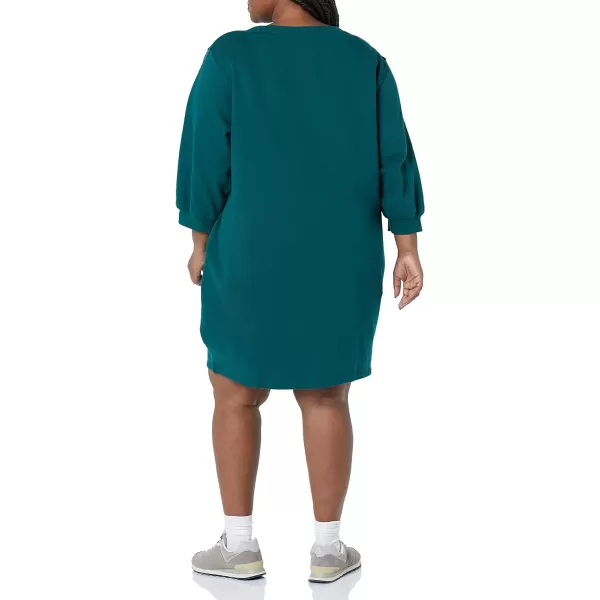 Amazon Essentials Womens Fleece Blouson Sleeve Crewneck Sweatshirt Dress Available in Plus SizeDark Green Heather