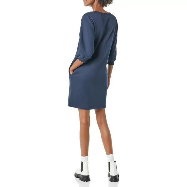 Amazon Essentials Womens Fleece Blouson Sleeve Crewneck Sweatshirt Dress Available in Plus SizeNavy