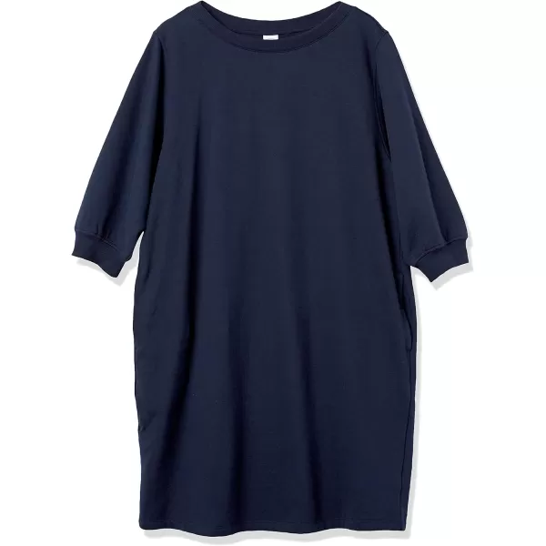 Amazon Essentials Womens Fleece Blouson Sleeve Crewneck Sweatshirt Dress Available in Plus SizeNavy