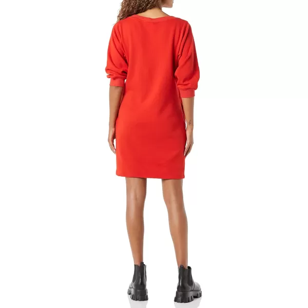Amazon Essentials Womens Fleece Blouson Sleeve Crewneck Sweatshirt Dress Available in Plus SizeRed