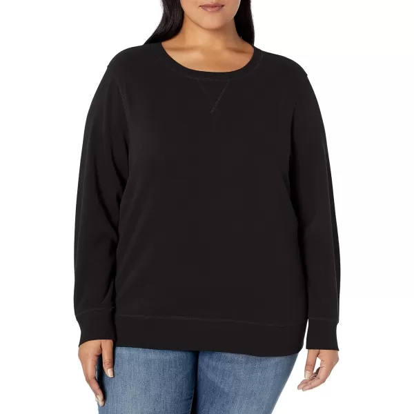 Amazon Essentials Womens Fleece Crewneck Sweatshirt Available in Plus SizeBlack