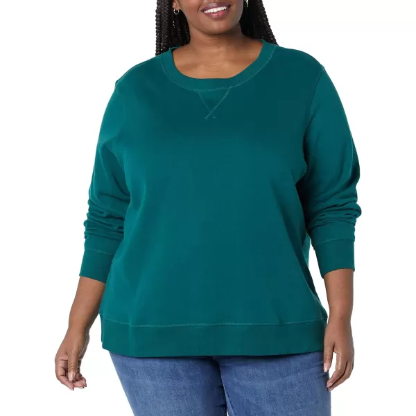 Amazon Essentials Womens Fleece Crewneck Sweatshirt Available in Plus SizeDark Green