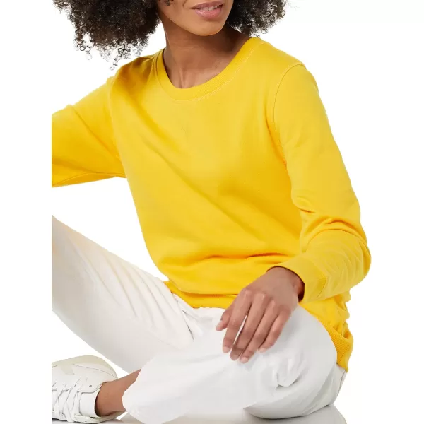 Amazon Essentials Womens Fleece Crewneck Sweatshirt Available in Plus SizeGolden Yellow