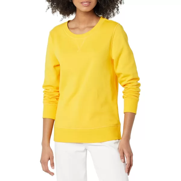 Amazon Essentials Womens Fleece Crewneck Sweatshirt Available in Plus SizeGolden Yellow