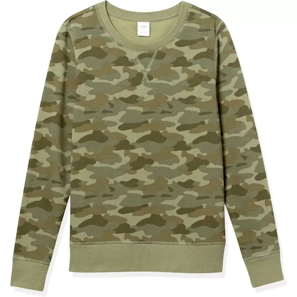 Amazon Essentials Womens Fleece Crewneck Sweatshirt Available in Plus SizeGreen Camo