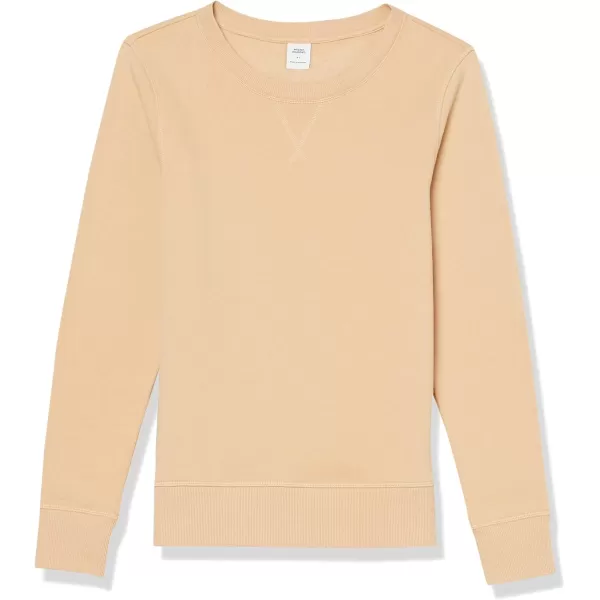 Amazon Essentials Womens Fleece Crewneck Sweatshirt Available in Plus SizeLight Camel